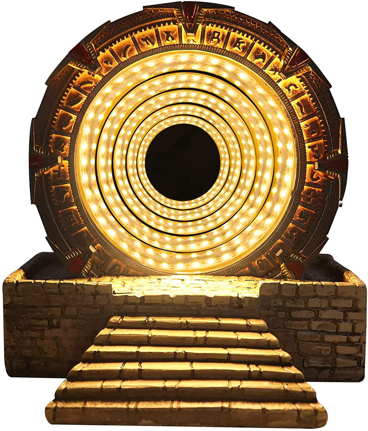 Atlantis Stargate Mirror LED Night Light Star Gate 3D Time Tunnel Ring Mirror Movie Replica Prop Resin Model Toy Table Decor Ornament Gift CAFELE