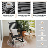 Greesum Outdoor Rocking Chair, Acacia High Back Oversized All-Weather Lounge Rocker with 320 lbs of Support for Patio, Garden, Deck, Porch,Brown Greesum