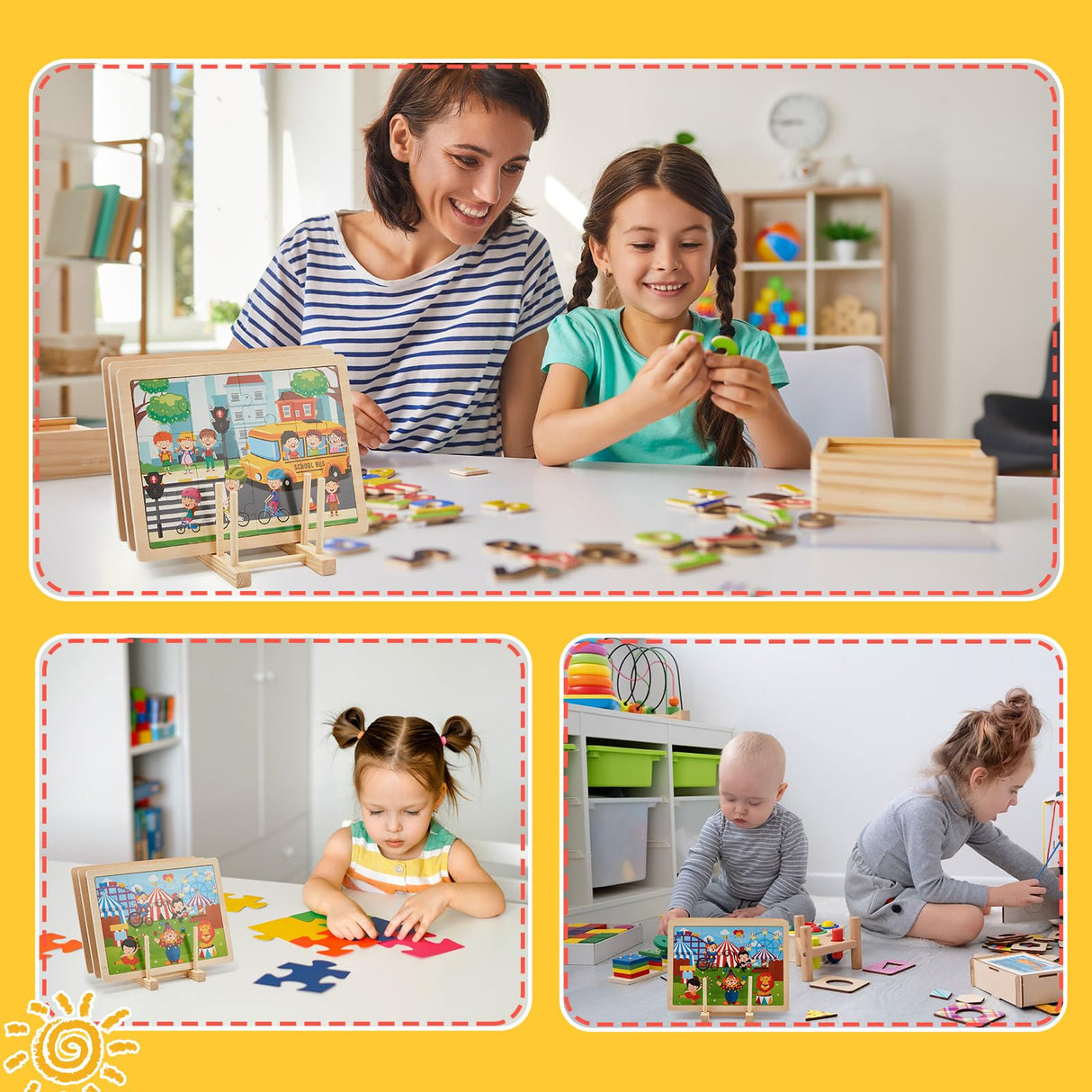 Barydat 2 Pcs Wooden Puzzle Display Stand Jigsaw Holder Rack Puzzle Storage Organizer Shelf for Adults Craft Collection Lovers Barydat