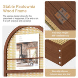 Rattan Room Divider with Bookshelf,Foldable Privacy Screen Partition,Wooden Frame,Natural Portable for Living Room,Bedroom Home,Office Reading Nook (Walnut, 3 Panels) Svimi