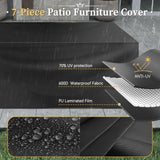 Aoxun 12 Piece Patio Furniture Set with 44” Fire Pit Table Wicker Rattan Outdoor Sectional Sofa Set with Coffee Table and Thickened Cushions, Beige (Waterproof Cover Included) Aoxun