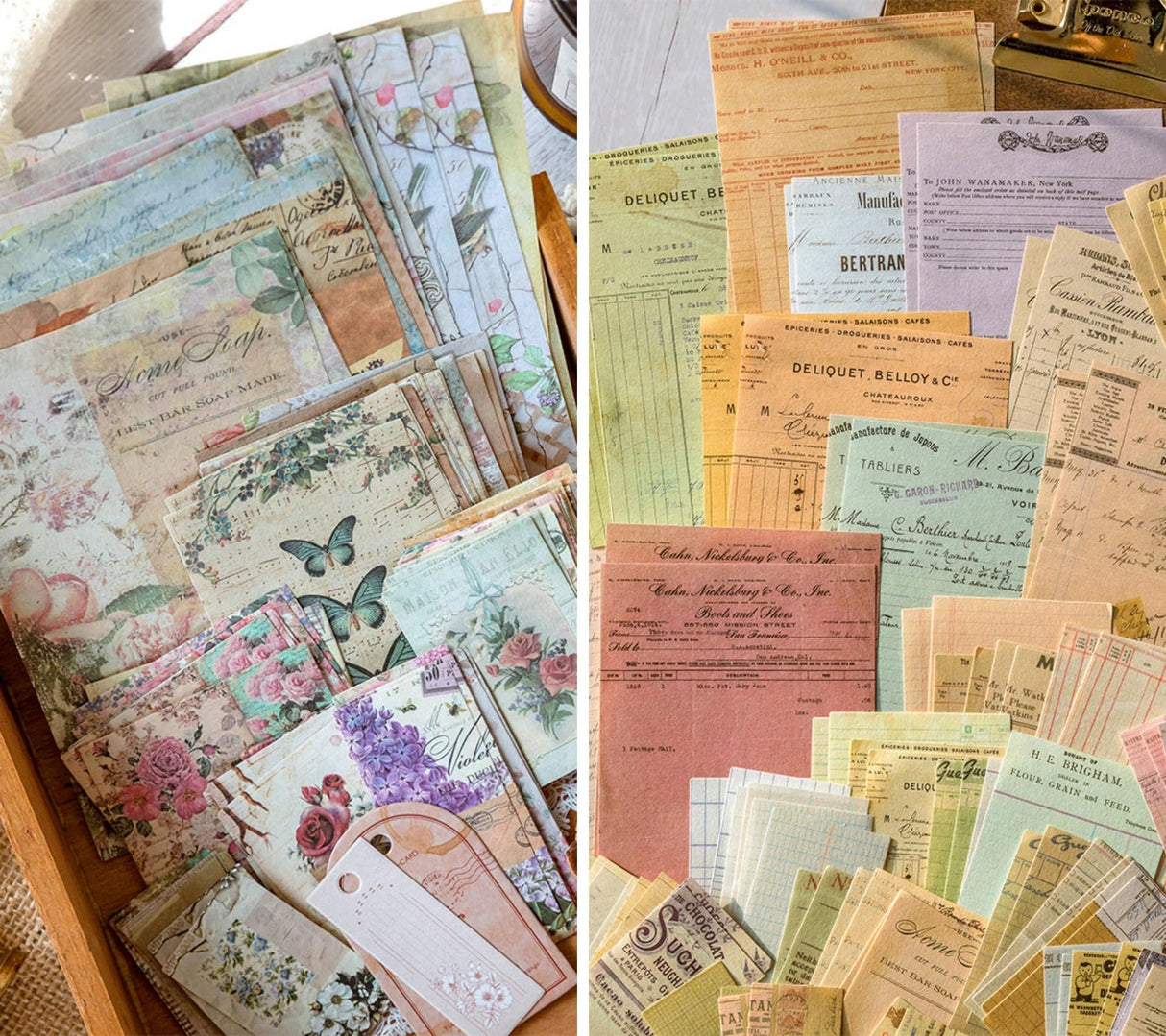 VIVIQUEN 400 Sheets Vintage Textured Scrapbook Paper Set – 4 Nature Themes Retro Mixed Special Paper for Scrapbooking Planner Bullet Junk Journal Supplies Collage Card Embellishment VIVIQUEN