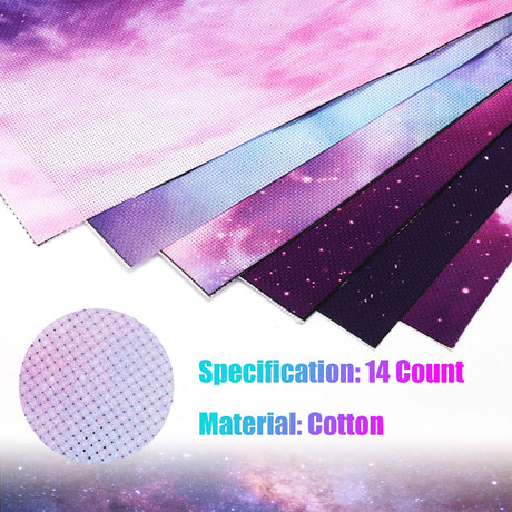 Macarrie 6 Pieces Aida Cloth 14 Count Embroidery Fabric 11.81 x 17.72 Inch Cross Aida Sky Printed Patterns Cross Cloth Embroidery for DIY Art Craft Handwork Macarrie