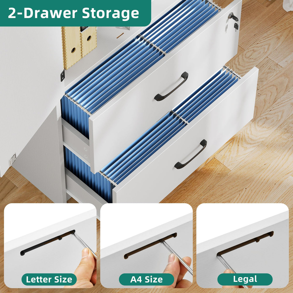 YITAHOME Wood File Cabinets, Heavy Duty Garage Tool Cabinets with Doors & Adjustable Shelves, Big Storage Filing Lockers for Home Office, Living Room, Pantry, Gym, Basement, Warehouse, White YITAHOME