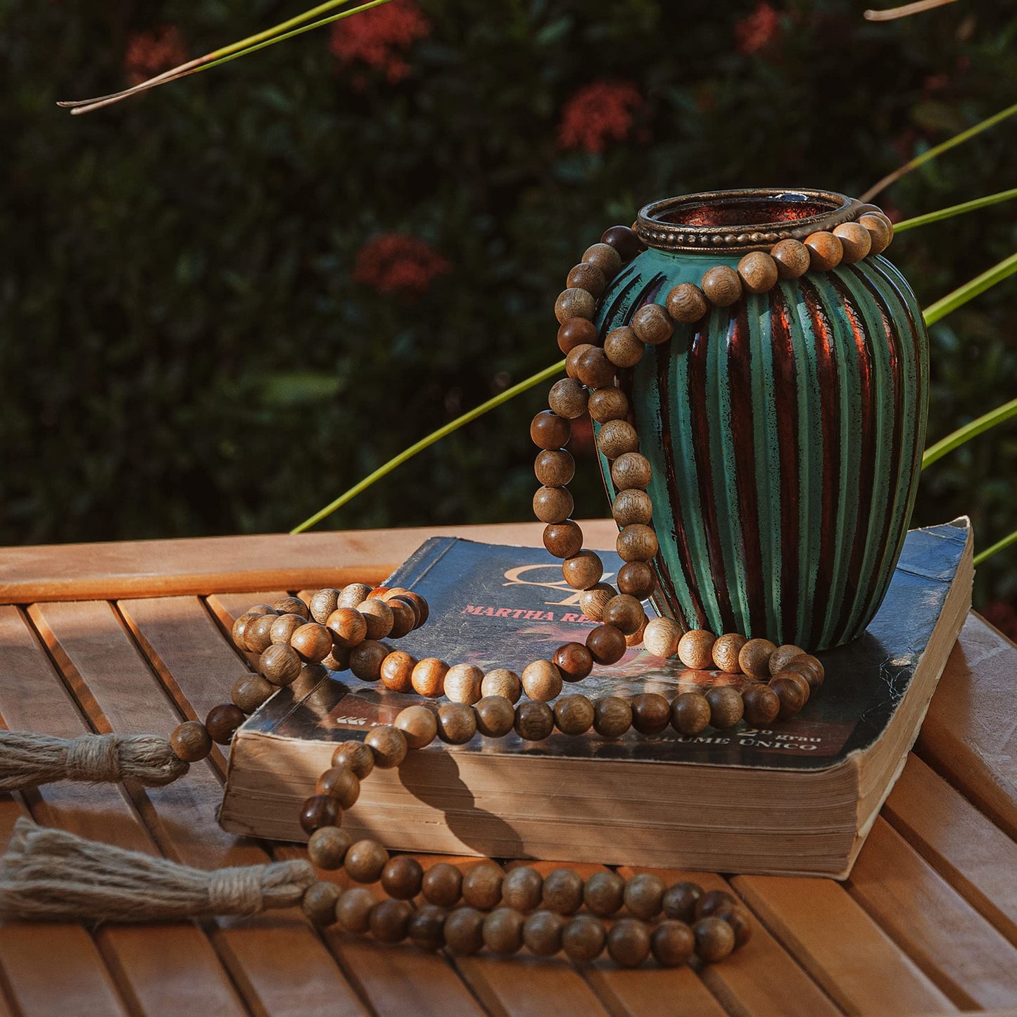 Nanalou Wood Bead Garland | Add a Touch of Boho Style to Your Farmhouse Décor with All-Natural, Handmade Wooden Bead Garland (Walnut, Large)