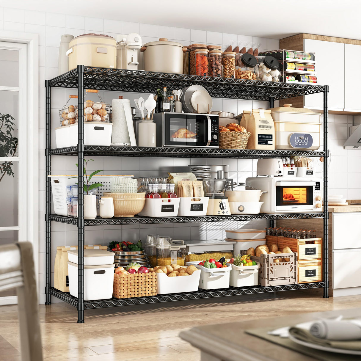 DurayLoly 68.1"W Storage Shelves 2500LBS Wire Shelving Unit, Garage Shelving Heavy Duty, Adjustable Metal Shelves for Garage, Pantry, Kitchen, Basement, Warehouse, Business 68.1"W x 20.9"D x 70.9"H DurayLoly