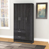 Better Home Products Symphony Wardrobe Armoire Closet with Two Drawers in Gray Better Home Products