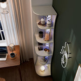 HOMES: Inside + Out Connelly Modern 5 Shelf LED Bookcase, Unique Thin Wood Bookshelf with Storage and Remote, Office Shelving ,Tall Book Shelf for Bedroom, Living Room and Small Spaces, Cream Weave Furniture of America