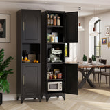 Kubohogar 75" Tall Bathroom Storage Cabinet, Metal Bathroom Floor Cabinet with Doors, Open Space, Adjustable Shelves，Freestanding Narrow Cabinets for Kitchen, Living Room, Laundry, Black Kubohogar