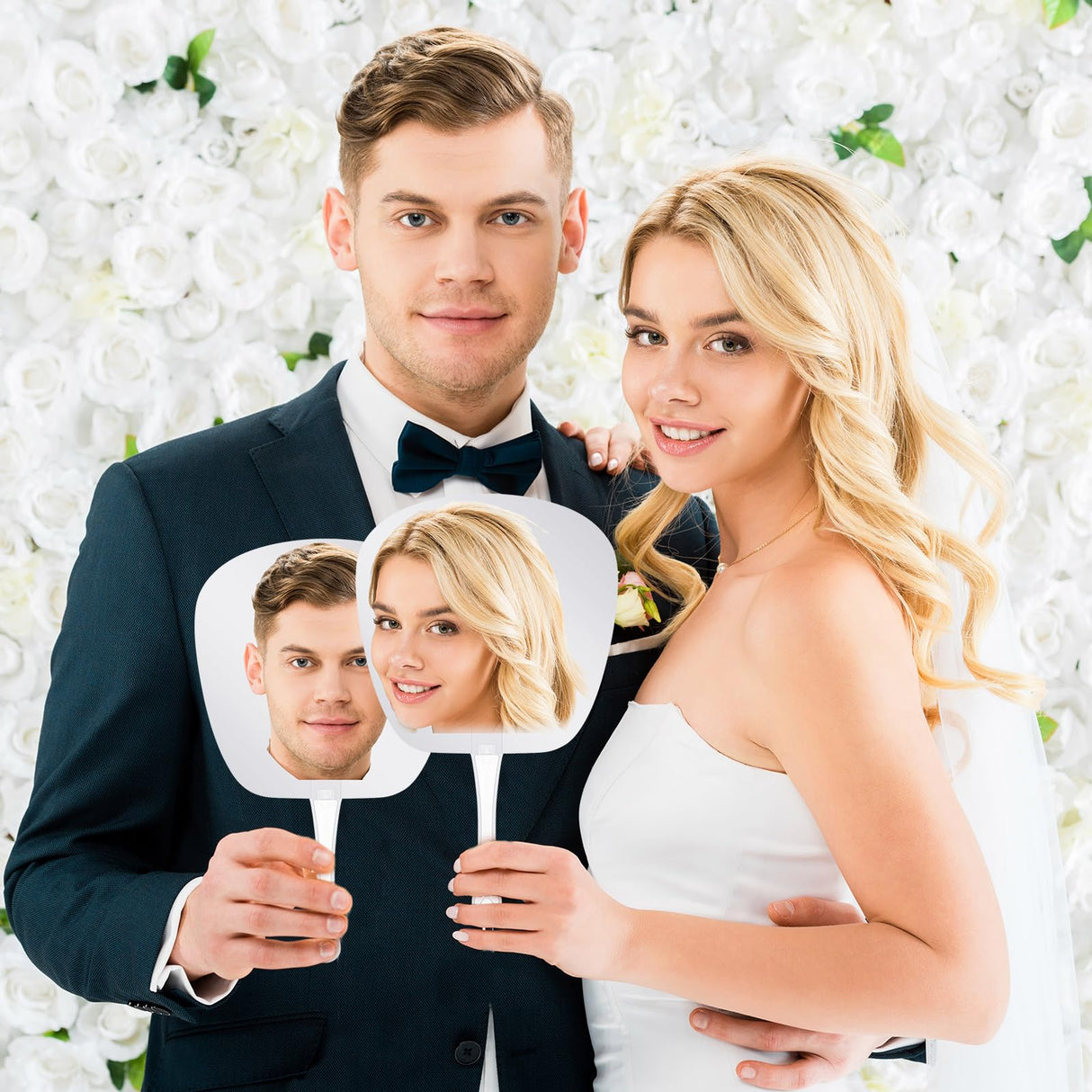 10 Pcs Big Head Cutout Custom Wedding Fan Props Face Cutout Face on a Stick Photo Party Decoration for Wedding, Graduation, Birthday Party Thermal Sublimation Sratte