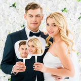 10 Pcs Big Head Cutout Custom Wedding Fan Props Face Cutout Face on a Stick Photo Party Decoration for Wedding, Graduation, Birthday Party Thermal Sublimation Sratte