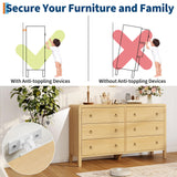 IDEALHOUSE 6 Drawer Dresser, Storage Organizer with Sturdy Metal Handle, TV Stand for 55 inch TV, Chest of Drawers for Living Room, Hallway, Closet IDEALHOUSE