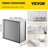 VEVOR Filter Replacement, 24'' x 24'' x 11.5'' AC Filter, HEPA Pleated Air Filter, Air Filter Replacement with Galvanized Frame, 99.97% Standard Filter Compatible for HEPA Filter Novair 2000 VEVOR