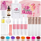 BRIPATI DIY Lip Gloss Making Kit, 46PCS DIY Lip Gloss Kit to Make Your Own Lip Gloss, Moisturizing Lip Glaze Handmade Set, Beginner Lip Gloss Kit, Lip Gloss Making Supplies Set for Women Girls BRIPATI