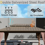 Yardsight Hardtop Gazebo 10' x 10', Outdoor Aluminum Frame Galvanized Steel Double Roof Pavilion with Netting and Shaded Curtains, Permanent Metal Pergolas for Patio, Backyard, Deck and Lawns. Yardsight