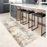 IOHOUZE Abstract Runner Rug 2x6 Ft Washable Runners for Hallways, Non Slip Kitchen Runner Printed Faux Wool Entryway Runner Indoor, Modern Abstract Floor Carpet for Hall Kitchen Bedroom, Beige Brown IOHOUZE