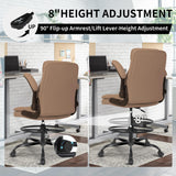 Misolant Tall Office Chair, Drafting Chair for Standing Desk, High Desk Chair with Adjustable Height and Flip-up Arm, Leather Office Drafting Chair, High Office Chair for Counter Height Desk Misolant