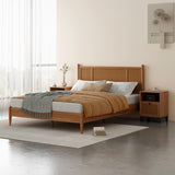 MUSEHOMEINC Wooden Full Size Bed Frame with Natural Rattan Headboard Bohemian Mid Century Modern Style Solid Wood Slat Support Full Platform Bed No Box Spring Needed - Easy Assembly (Full) MUSEHOMEINC