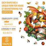 Wooden Puzzles for Adults - Sleeping Dragon Wooden Puzzle, Unique Shape Wooden Jigsaw Puzzles for Adults, Wood Puzzles Adult, Perfect for Birthday Gift, Family Puzzles, 100 Piece 8.5 x 8in Small Pijesaksa