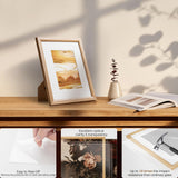 Fun Memories 8x10 Oak Picture Frame for Wall, 8x10 Frame with Matted to 5x7, Solid Wood Picture Frames for Wall Art Photo and Prints (Beige, 1 Pack) Fun Memories