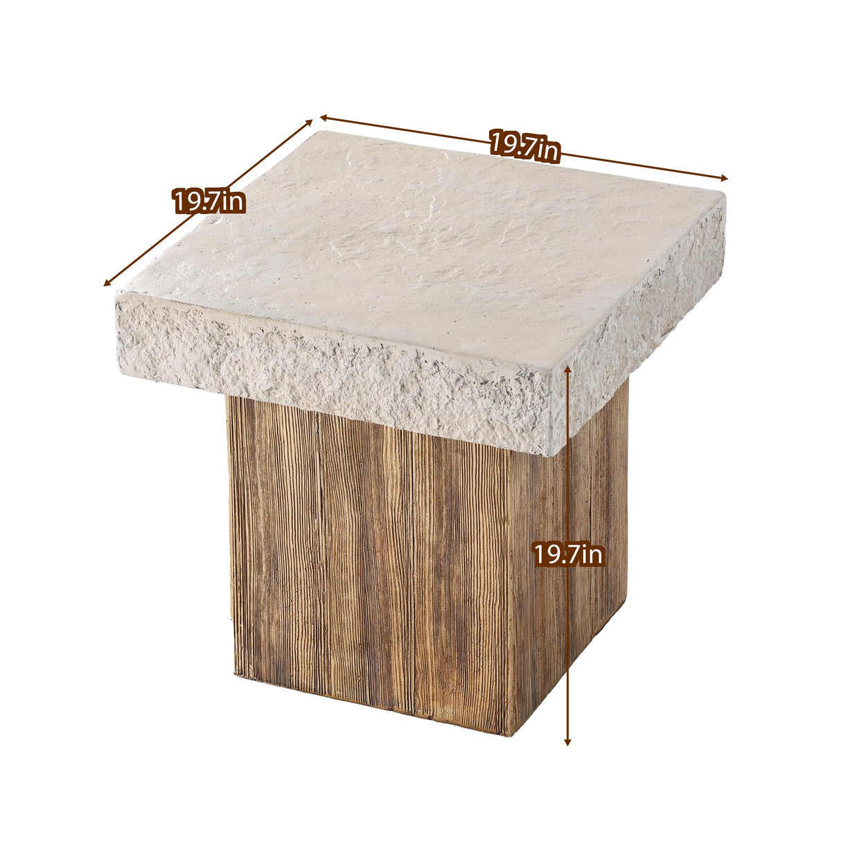 SUNBURY Outdoor Concrete Coffee Table, 20" W Patio Dining Table, Outdoor Table Square in Antique Beige Coffee Table for Patio, Garden, Backyard SUNBURY