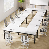 Tribesigns 78.74-Inch Conference Table Set,13FT Conference Room Table, Large Rectangle Meeting Seminar Tables Set,Long Business Tables (Chair not Included) (2, White+Black, 2 Pack) Tribesigns