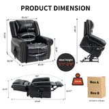 Dual Motor Power Lift Chair, Lay Flat Recliner Chair, Electric Recliner with Massage and Heat for Elderly, Remote Control, Infinite Position, Standing Assistance, USB Ports (Black, Genuine Leather) Trustyue