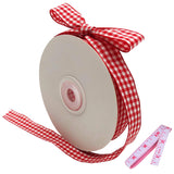 Red and White Gingham Ribbon, 5/8" x 25Yd Roll Picnic Craft Red Buffalo Ribbon for Crafts Hair Accessories and Christmas Gift Wrapping,5/8 Inch Polyester Woven Edge +60" Tape Measurement DAYEDZ