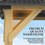 GARTOO 10’x 12’ Outdoor Wood Gazebo - Patio Hardtop Gazebo Permanent Wooden Pavilion with Galvanized Steel Double Roof, Cedar Wooden Gazebos for Garden, Lawn, Poolside, Backyard Deck GARTOO