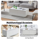 TUKAILAi Coffee Table with 4 Drawers, LED Lights & Power Strip Modern Minimalist Rectangle Coffee Table for Home Living Room Office (White) TUKAILAi