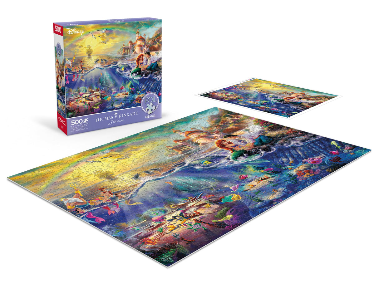 Ceaco - Foil Puzzle - Disney - Thomas Kinkade - The Little Mermaid - 500 Piece Jigsaw Puzzle Ceaco
