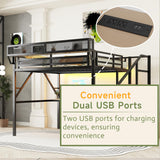 Queen Size Loft Bed with Stairs and Desk, Heavy Duty High Loft Bed Queen with Storage, Upper Shelf and Wardrobe for Kids Teens, Adults Teens No Box Spring Needed, No Noise, Black Duxelifin