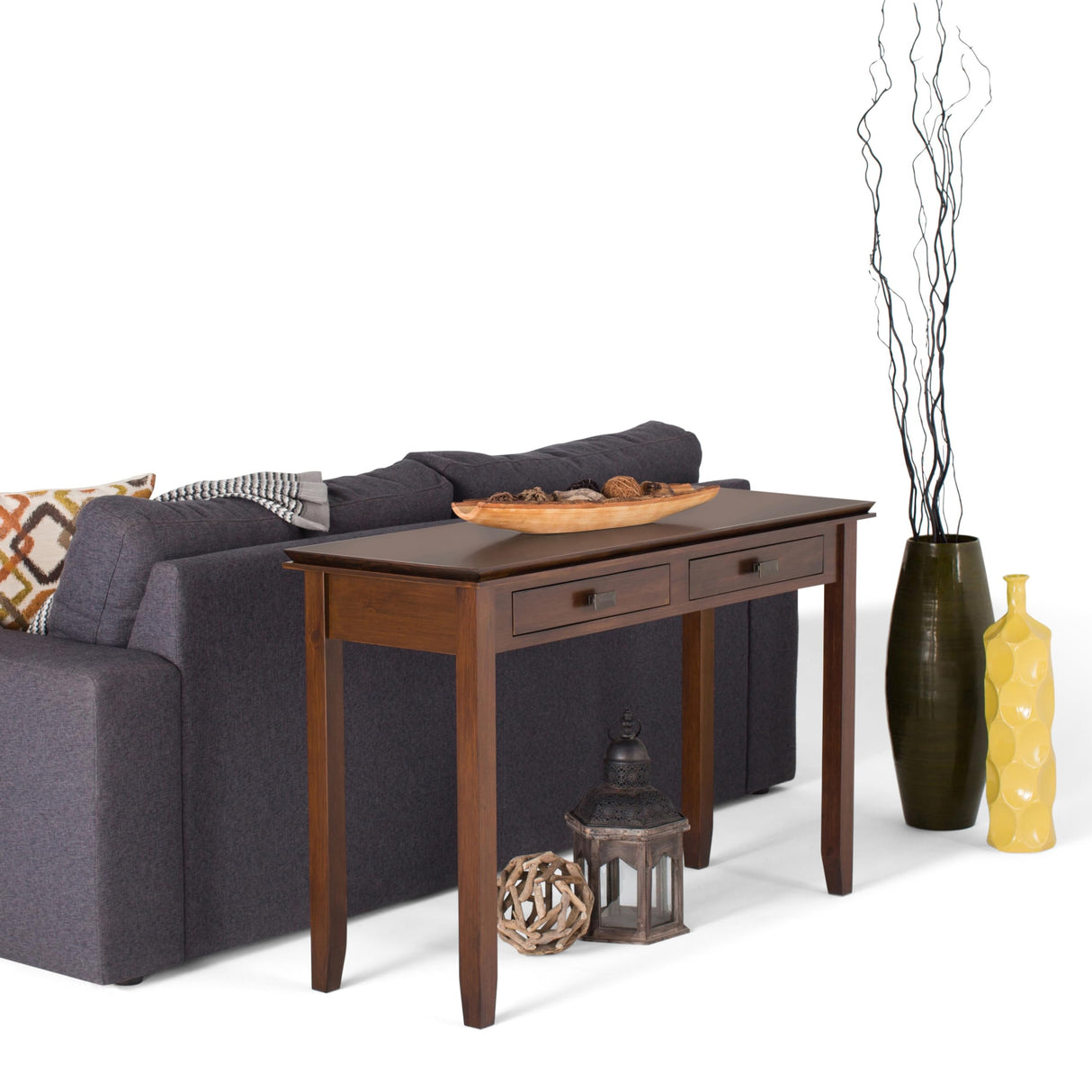 SIMPLIHOME Artisan SOLID WOOD 46 Inch Wide Transitional Console Sofa Table in Russet Brown, For the Living Room, Entryway and Bedroom SIMPLIHOME