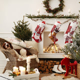 19-Inch Large Velvet Christmas Stockings Pack of 3, Santa, Snowman & Reindeer Fireplace Hanging Stockings, Plush Velvet Christmas Stockings, Plush Christmas Stocking with 3D Figurines & Snowflake masteymoh