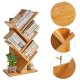 YMYNY 4 Tier Tree Bookshelf, Small Bookcase, Modern Wood Book Storage Rack, Freestanding Book Shelf for Books/Movies/CDs, Narrow Display Rack for Living Room, Home Office, Natural UHBC014N YMYNY