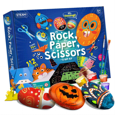 Byncceh Kids Rock Painting Kit Glow in The Dark Scratch Boards, Rocks for Painting Kits - Scratch Art for Kids, DIY Arts and Crafts Toy Birthday Party Halloween Christmas Gift for Boys Girls Ages 6-12 Byncceh