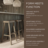 Maven Lane Kitchen Bar Stool, Modern Farmhouse Wood Barstool, Kitchen Island Chairs, Pub Bar Height Stools for Kitchen, Wide Comfortable Seat Backless Bar Stools, Vincent 31 Inch, Antiqued Grey Maven Lane