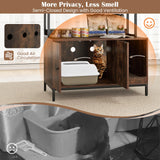 Tangkula Litter Box Enclosure with Shelves, Hidden Cat Washroom Cabinet with Storage, Winding Entry & Scratching Board, Versatile Litter Box Furniture (Rustic Brown) Tangkula