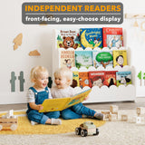 SpaceAid 3-Tier Scalloped Bookshelf, Montessori Bookcase for Toddlers, Wooden Book Shelf Organizer Display Furniture for Kids Rooms, Playroom, Nursery and Classroom, White SpaceAid