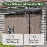 Breezestival 6'x4' Lean to Shed Galvanized Steel Storage Sheds with Side Door Waterproof Utility Shed with Sloped Roof for Mower, Bike, Garden Tools (Brown) Breezestival