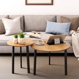 HOMPUS Modern Round Coffee Table, 23.6'' Small Nesting Coffee Table Set of 2, Accent Wood Coffee Tables, Nested Table for Living Room, Bedroom (Original Wood) HOMPUS