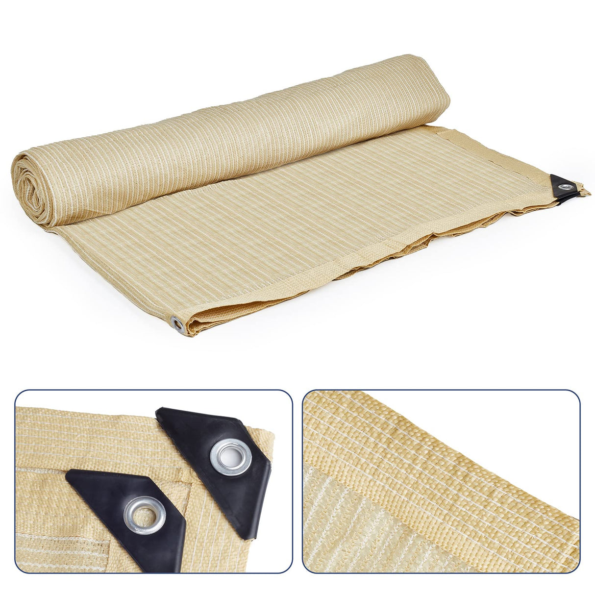 JXXXN 90% Shade Fabric Sun Shade Cloth, 10 x 20' Beige Shade Cloth with Grommets for Garden, Outdoor Patio, Pergola, Deck JXXXN