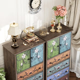 finetones 50’’ Tall Dresser, Boho Dresser Vintage Dresser with 4 Drawers and 2 Doors, Wood Dresser Chests of Drawers for Home, 16.1D x 23.6W x 50H Inch finetones