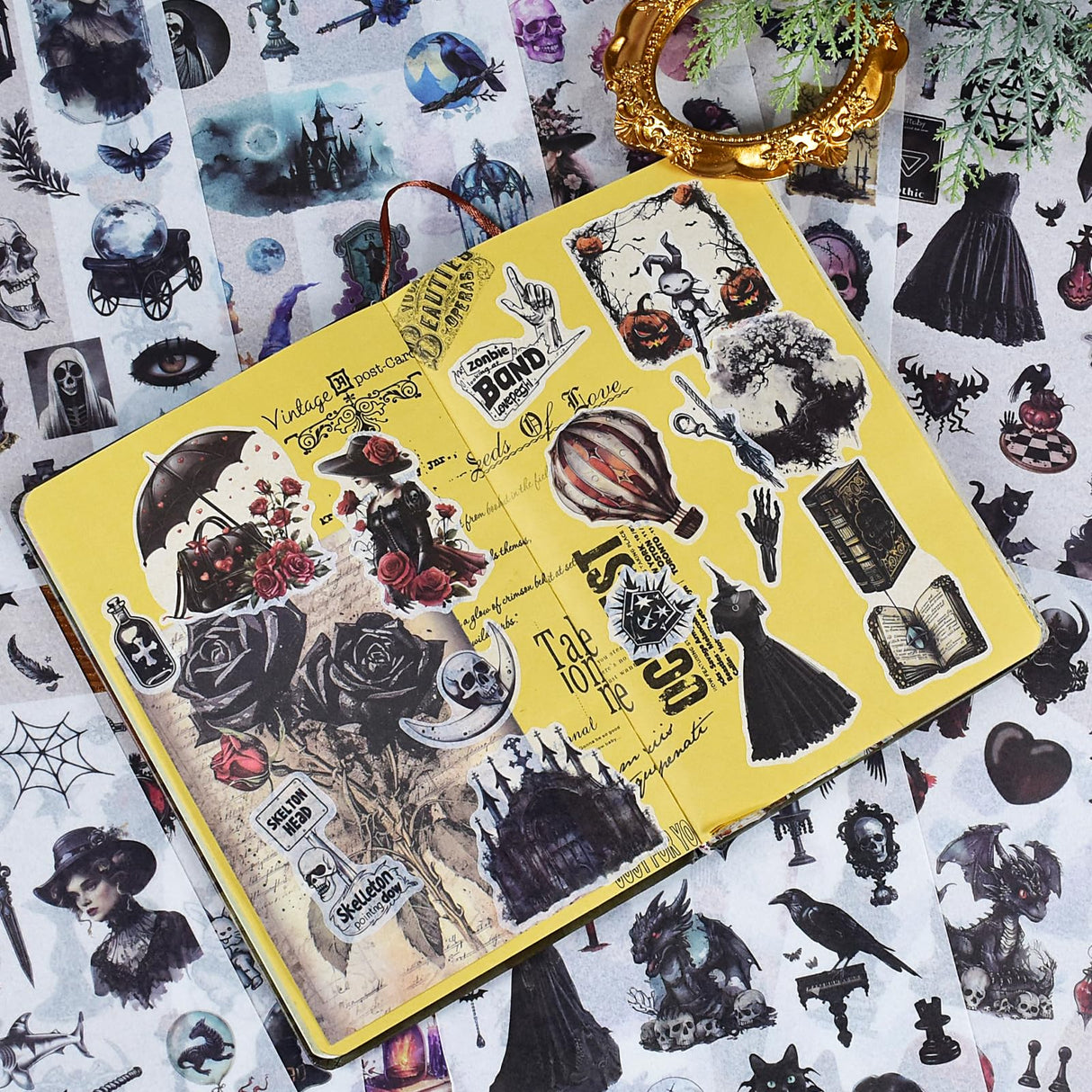 DAPUTOU 550PCS Vintage Scrapbook Stickers Books 24Sheets Vintage Butterfly Garden Flowers Gothic Stickers Kit for Scrapbooking Supplies Aesthetic Junk Journal Journaling Craft Halloween DAPUTOU