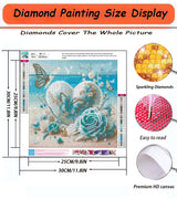 APTDYIGL 5D Beach Butterflies Diamond Painting Kits for Adults Beginner,DIY Flowers Heart Diamond Art Kits for Adults,Round Full Drill Diamond Dots with Gem ArtKits,Home Wall Decor 11.8x11.8inch APTDYIGL