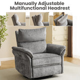 Rhevoy Oversized Power Recliner Chair Swivel Glider with Massage and Heat, Rocker Nursery Recliner for Adults with Adjustable Headrest, 26" Extra Wide Nursery Chair with Overstuffed Armrest, Dark Grey Rhevoy