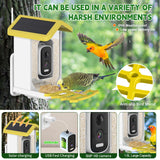 Smart Bird Feeder with Camera, HD Camera Bird Feeder, Solar Powered, Auto Capture Bird Videos & Detection, Solar Powered Wireless Birdhouse Camera for Outdoors, Perfect for Bird Lovers HYNXM