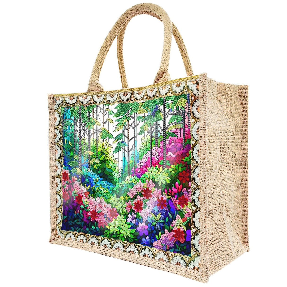 BAYUNOE Mandala Handbag Handmade Diamond Art Painting Purses with 2Pcs Replaceable Canvas Pattern DIY Shoulder Makeup Bag for Women Art Craft Gift-Plant BAYUNOE