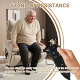 RHHVVR Oversized Power Lift Recliner Chair with Massage and Heating, 24.8" W Big Lay Flat Lift Recliner for Elderly, Medium-Firm Electric Recliners with Hidden Cup Holders,Beige RHHVVR