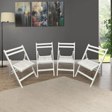 HomVent Set of 4 Slatted Wood Folding Chair, Fully Assembled Folding Chair Set Folding Event Chairs Wedding Chair Wooden Slatted Seat for Dining Room Kitchen Balcony Wedding Occasion Events (White) HomVent